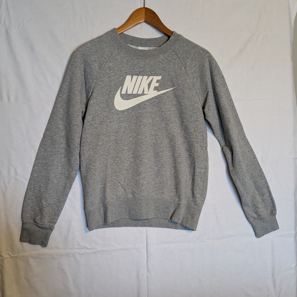 Nike Gray Crewneck Sweater with Classic Swoosh